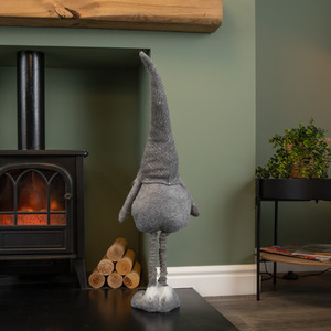 Christmas Plush Grey Standing Gonk Long Legs LED Illuminated Beard - Grey by Samuel Alexander