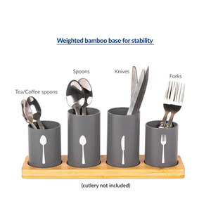 Innoteck Cutlery Holder with Bamboo Tray by Innoteck