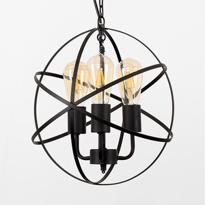 Industrial Style Satin Black 3 Way Atom Design Ceiling Light Fitting - Black by ValueLights