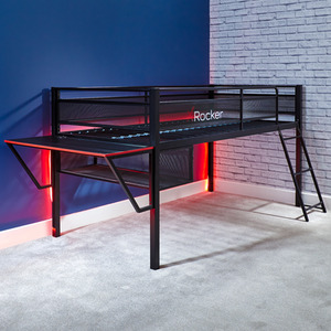 X Rocker Sanctum Mid Sleeper Bed and Desk - Black by X Rocker