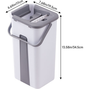 Livingandhome Flat Mop Bucket Set with 3 Pads - White by Livingandhome