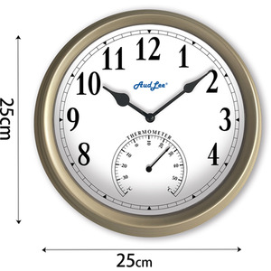 Pololio Wall Clock with Thermometer - Champagne Gold by Audlee