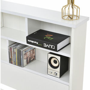 Wooden Storage Bed with shelves and Underbed Drawer - White / 100cm by Abrihome