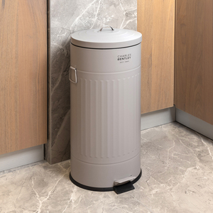 30L Retro Steel Kitchen Pedal Bin - Light Grey / Matt by Charles Bentley