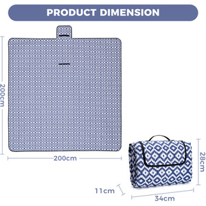 Picnic Large Beach Mat and Camping Outdoor Rug - Blue / 200cm