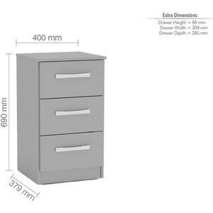 Wooden 4 Piece Furniture Set Wardrobe Chest of Drawers Bedsides Lynx - Grey by Birlea