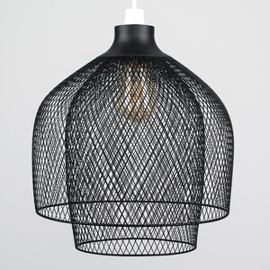 Retro Matt Black Mesh Design 2 Tier Ceiling Pendant Light Shade - Black by ValueLights