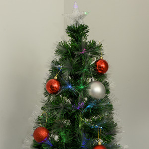 HOMCOM 6FT Multicoloured Artificial Christmas Tree with PreLit Modes Metal Stand - Green, blue and red by HOMCOM