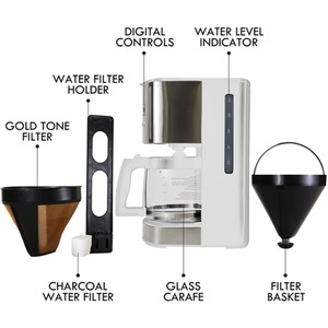 Kenmore 1.8L Digital Drip Coffee Machine - White by Koolatron