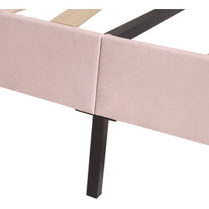 Upholstered Bed with Height-adjustable Headboard - Pink / 90cm by Abrihome