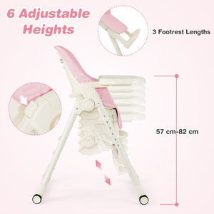 4-in-1 Baby High Chair Foldable Feeding Chair - Pink by Costway
