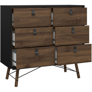 Ry 3 Piece Bedroom Set - Matt Black and Walnut