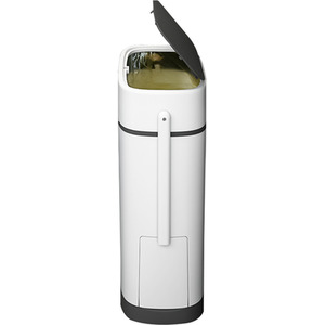 Slim Flip Top Bin with Built-in Toilet Brush - White Black by Livingandhome