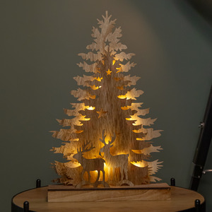 Light up Christmas Tree with Deer and LEDs - Brown by Samuel Alexander