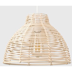 Pair Of Lobster Wicker Rattan Cream Ceiling Pendant Light Shades - Cream by ValueLights