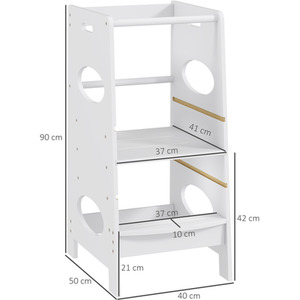 HOMCOM Kids Step Stool Kitchen Stool with Adjustable Standing Platform - Grey by HOMCOM