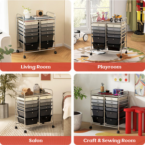 12 Drawer Rolling Storage Cart - Grey by Costway