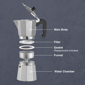 Aluminium Stovetop Espresso Maker - Silver / 600ml by VonShef