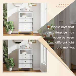 4-Drawer Dresser Storage Cabinet - Grey by Costway