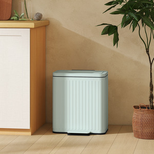 HOMCOM Dual 20L Kitchen Double Bin with Soft-Close Lid by HOMCOM