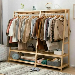 Clothes Storage Organiser Rack and Shelves - Bamboo by Wyld and Coco