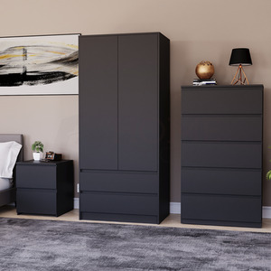 Denver Bedroom Set (2 Drawer Bedside, 5 Drawer Chest, 2 Door 2 Drawer Wardrobe) by Vida Designs