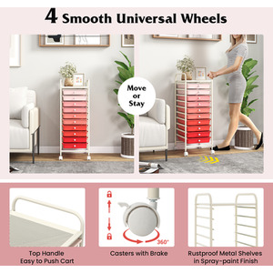10 Drawer Rolling Storage Cart by Costway
