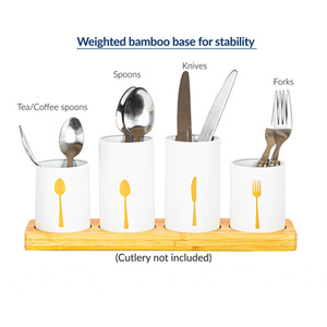 Innoteck Cutlery Holder with Bamboo Tray by Innoteck