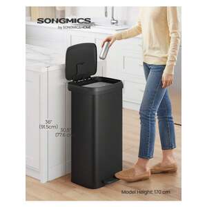 68L Metal Pedal Kitchen Bin with Lid - Black by SONGMICS