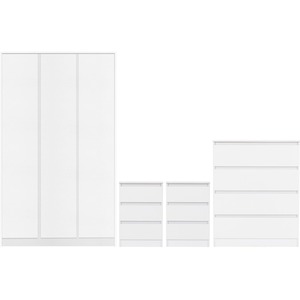 Malvern 3 Door Wardrobe Bedroom Set - White by Seconique