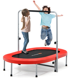 Foldable Jumping Fitness Double Trampoline - Red by Costway
