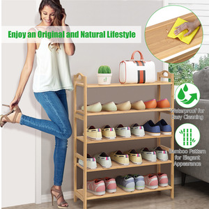 5-Tier Shoe Rack Free Standing Shoe Shelf - Brown by Costway