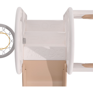 Kids Toddler Slide Climber Playset with Basketball Hoop - white by Livingandhome