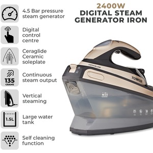 Ceraglide 2400W 1.5L Steam Gen Champagne Gold and Black - Champagne Gold by Tower