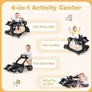 4-in-1 Foldable Activity Walker - Black by Costway