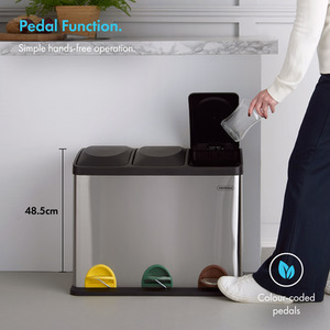 Recycling Kitchen Bin Stainless Steel 45L - Silver by VonHaus