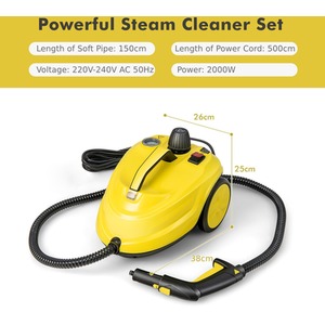 Costway 2000W Rolling Cleaning Machine Multipurpose Steam Cleaner - Yellow by Costway