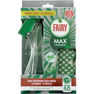 Fairy Max Power Soap Dish Brush and Refill - Green and Clear by Fairy