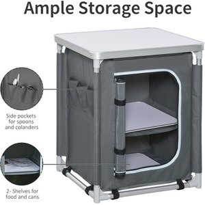 Outsunny Travel Camping Outdoor Kitchen Cupboard - Grey / 60cm by Outsunny