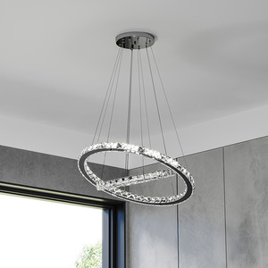 2-Tier Adjustable Crystal LED Pendant Light - Sliver / 40 - 60 cm by Livingandhome