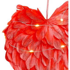 Hanging LED Heart Shaped Wreath - Red by Livingandhome