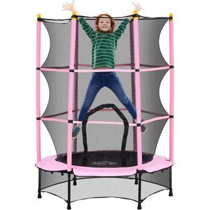HOMCOM 4.5FT Kids Trampoline with Safety Enclosure - Pink by HOMCOM