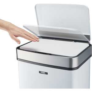 75L Recycling Sensor Bin with 3 Compartments and Food Caddy - White / Matt by Cooks Professional