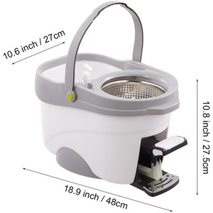 Hands-free Spin Mop and Bucket Cleaning Set - Grey / 30cm by Livingandhome