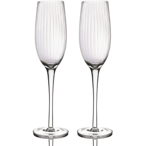 4pc Drinkware Set 2x Ribbed Champagne Flutes, Bottle Opener and Champagne Bucket - Clear by BarCraft