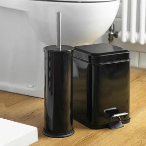 Mismatched Stainless Steel Toilet Brush and Bin Set - Black by Harbour Housewares