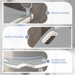 HOMCOM Adjustable Shower Stool with Grab Rail Padded Seat by HOMCOM