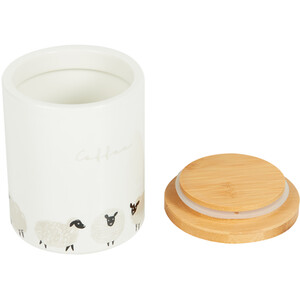 Highland Flock Canister with Bamboo Lid - White / Coffee