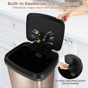 68L Step Trash Can Garbage Bin - Gold by Costway