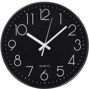 12-Inch Modern Wall Clock with Arabic Numerals - Black by Livingandhome